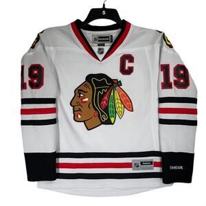 Reebok Chicago Blackhawks Jonathan Toews #19 White NHL Hockey Jersey Womens S